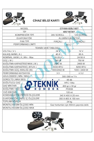 Gizli Elektrikli Klima Seti 12v
