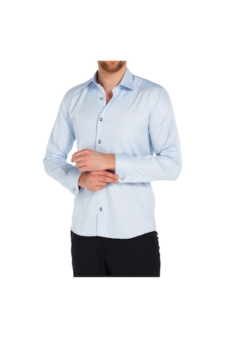 19 Renk * Micro Kumaş Kol Düğmeli Slim Fit Düz Renk Erkek Gömlek Beyaz