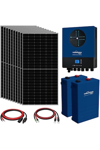 10x600w Topcon Güneş Paneli 11kva İnverter 2x51.2v 100ah Lityum Bataryalı Hazır Solar Enerji Paketi