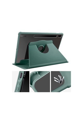 Galaxy Uyumlu Tab S8 Plus Sm-x800 Kılıf Termik Kalem Bölmeli Dönebilen Standlı Kılıf