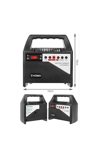 Wüber 6-12v Akü Şarj Cihazı 6 Amper Kablolu Kıskaçlı Motor Araç Akü Şarjı