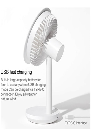 Xiaomi Vantilatör Usb Şarj Masaüstü Şarjlı Otomatik Döner Başlıklı Vantilatör Elektrik Fan Beyaz