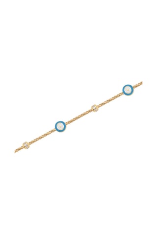 Diamond Line - Gülaylar - Sarı Altın 14 Ayar Nazar Boncuğu Bilekl Standart N11.21809 Sarı Altın