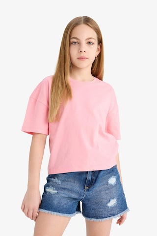 Defacto Kız Çocuk Relax Fit Bisiklet Yaka Basic Düz Kısa Kollu Tişört Z5095a625smpn323 Pembe
