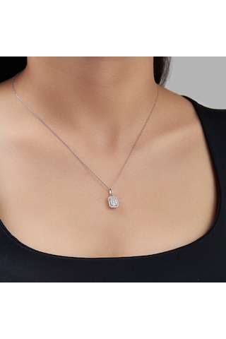 Monemel Kristal Taşlı Gümüş Baget Kolye Ve Küpe Set Altın Kaplama N0899set Gümüş - Rodyum