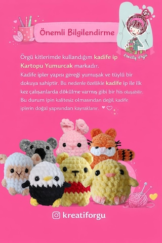Amigurumi Kuzucuk Örgü Öğrenme Kiti, Başlangıç Seviyesi Açık gri