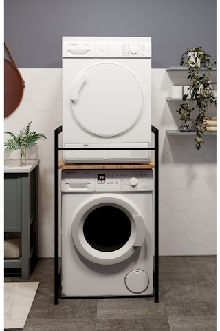 Çamaşır Makinası Ve Kurutma Makinası Rafı Çamaşır Makinası Üstü Banyo Düzenleyici Raf Kahverengi