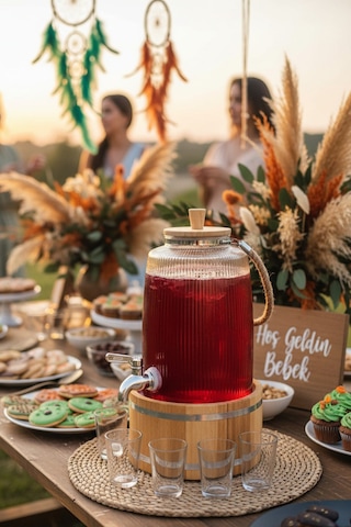 Bambum Melo - Bambu Kapak Ve Ahşap Standlı Cam Sebil 3l