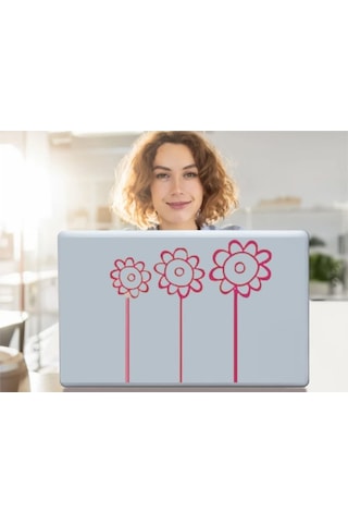 Defter Sticker,laptop Sticker Pembe Papatyalı Pvc 48x33x0,5cm