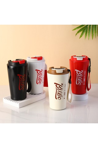 Teltree Beyaz Akıllı Sıcaklık Ölçer Çelik Termos Bardak 510ml - Ofis Arabaya Uygun, Ev Kullanıma İdeal, Konforlu Kullanım