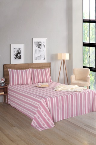 Sport Çizgili Çarşaf + Yastık Kılıfı Seti Çift Kişilik Soft Line Bordo Bordo