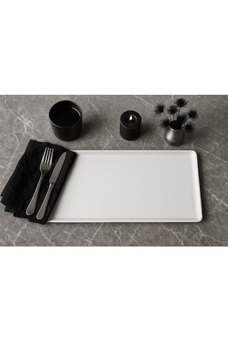 Kütahya Porselen Tan 35x15 Cm Dikdörtgen Sunum Tabağı