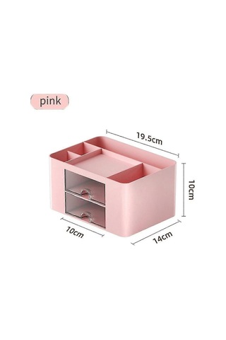 2 Adet Şeffaf Çekmeceli Saklama Kutusu, Pembe+mavi