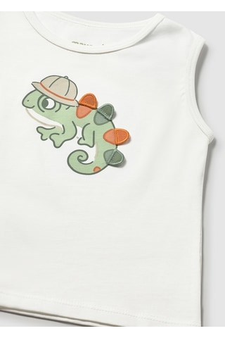 Erkek Bebek Kolsuz T-shirt Ekru