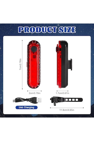 Bisiklet 4 Modlu Su Geçirmez Usb Şarj Led Scooter Çanta Arka Işık Lambası Işık Aydınlatma İkaz Çok Renkli