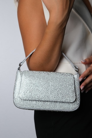 Vial Gümüş Taşlı Kadın Abiye Çanta Gümüş