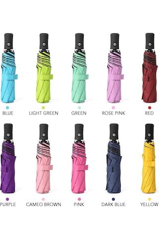 Springsun Otomatik Açılır-kapanır Siyah Jelli Güneş/yağmur Şemsiyesi 8 Kemiği Üç Katlı İş Salonu Güneş Engeli Mor