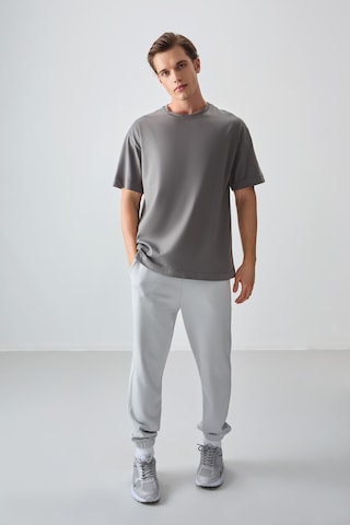 Air Jones Tommy Life Koyu Gri %100 Pamuk Kalın Yumuşak Dokulu Oversize Fit Basic Erkek T-shirt - 88353 Koyu Gri