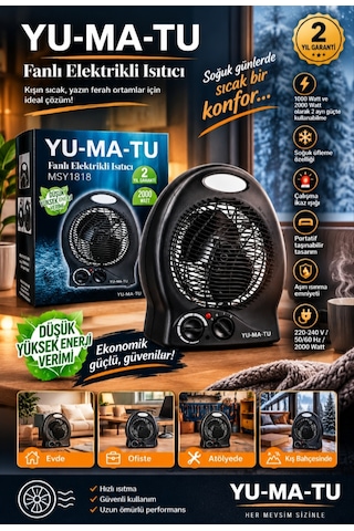 Yu-ma-tu Msy1818 2000 W Fanlı Elektrikli Isıtıcı
