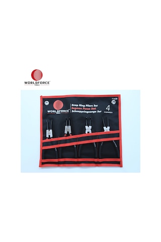 Worldforce 11438 4 Parça 180 mm Segman Pense Seti Iç ve Dış Segman PenseSeti S2 Çelik Profesyonel