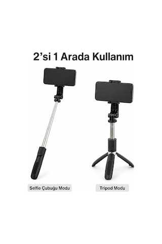PELL L02 Bluetooth Kumandalı Tripod Selfie Çubuğu 100cm, 4 In 1 Kablosuz Monopod