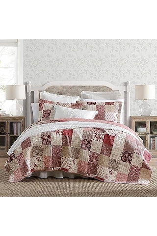 Kraliçe Yorgan Seti Ters Çevrilebilir Pamuklu Yatak Örtüleri Kırk Yama Işi Esinlenen Ev Dekoru Celina Patchwork K Genel