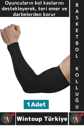 Konforlu Basketbol Voleybol Fitness Likralı Elastik Ter Emici Destekleyici Basketbol Kolluğu M Beden