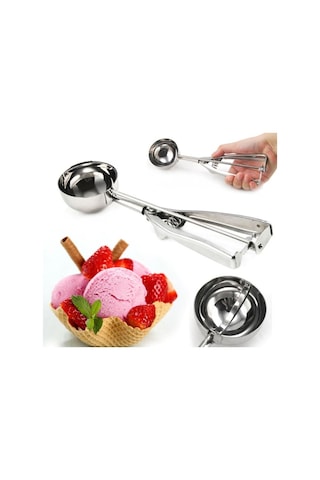 Paslanmaz Çelik Çek Bırak Dondurma Kepçesi Dondurma Servis Kaşığı Gümüş