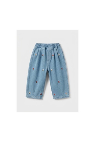 Poala Kids Çilekli Balloon Jeans Mavi