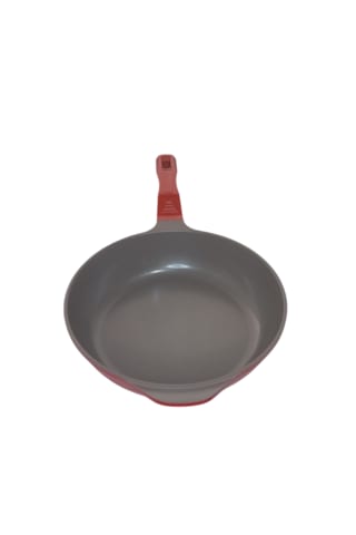 Akdeniz 28 Cm Cam Kapaklı Kırmızı Döküm Derin Tava