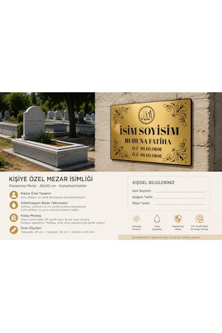 Kişiye Özel Metal Mezar İsimliği 20x30 Cm Paslanmaz Metal Levha Baskılı Mezarlık Levhası Kişiye Özel Metal Mezar İsimliği 20x30 Cm Paslanmaz Metal Levha Baskılı Mezarlık Levhası