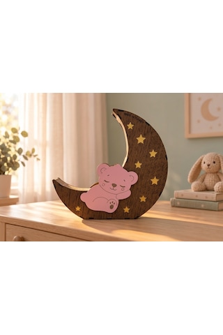 Çocuk Odası Ayıcık Led Gece Lambası Pembe