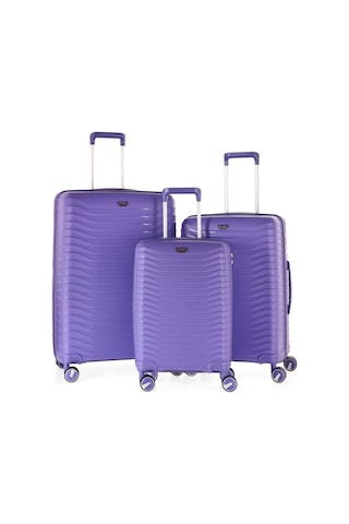 Ultra Dayanıklı 3'lü Set Valiz & Bavul Mor-1392 Mor