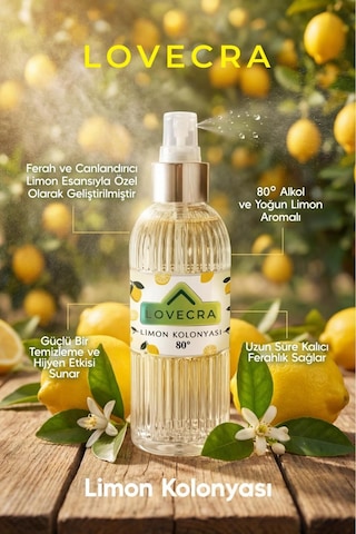 Limon Kolonyası 80 Ferahlatıcı Hijyenik Güçlü Temizlik Canlandırıcı Etki 150 Ml