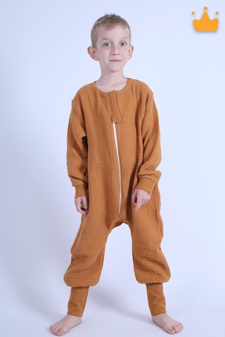 Babyhola Çocuk Mevsimlik Uyku Tulumu 2-8 Yaş 1 Tog 4 Kat Müslin Uzun Kollu Uyku Tulumu Hardal
