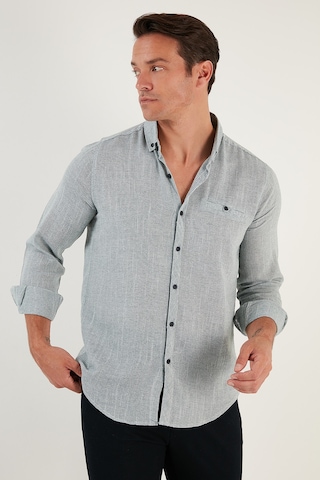 Buratti % 100 Pamuklu Slim Fit Uzun Kollu Erkek Gömlek Cf21S111498 Haki