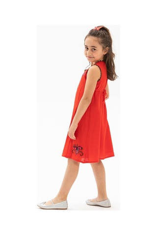 Burçak Şile Bezi Kız Çocuk Elbise Kırmızı Krmz