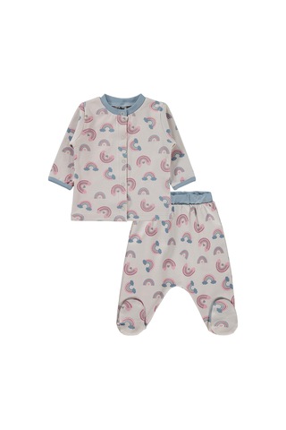 Civil Baby Gökkuşağı Empirme 1-9 Ay Pijama Takımı - Bej Taş Rengi