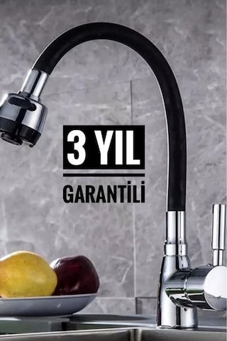 Mayygo 3 Yıl Garantili Oynar Başlıklı Spiral Siyah Kubar Lavabo, Mutfak Esnek Musluk