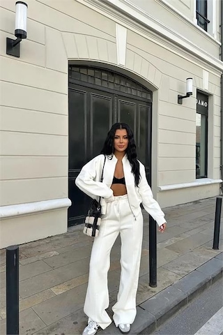 Neşeli Butik Kadın Kışlık Alt Üst Eşofman Takımı Nb0022 - Ekru Ekru