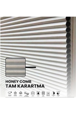 Honeycomb Bal Peteği Çiftli Sistem Gece-gündüz %100 Karatma Ve Isı Yalıtımlı Plise Perde Antrasit