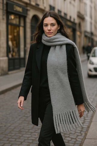 Kadın Püskül Detay Atkı Omuz Şalı 40x200 Cm 1295 Antrasit Antrasit