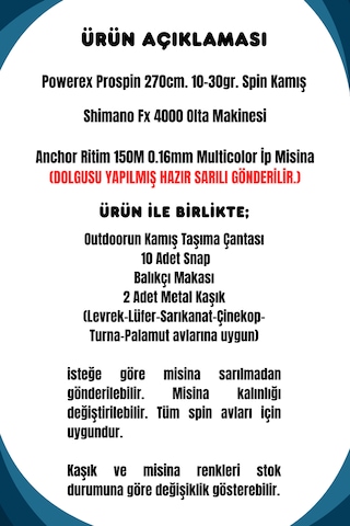 Powerex Prospin 270cm 10-30gr Fx 4000 Metal Kafa Spin Olta Seti 1
