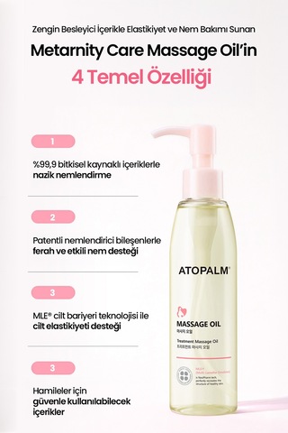 Hamileler İçin Bitkisel İçerikli Nemlendirici Masaj Yağı Atopalm Maternity Care Massage Oil