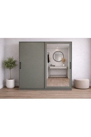 Vigor Tamamı Mdf Sürgülü Portmanto Vestiyer Ayakkabılık Füme 160 Cm Antrasit