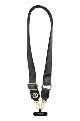 Guess Lisanslı Taşlı 4g Metal Logolu Çapraz Vücut Telefon Askı Kayışı 150cm Siyah Siyah