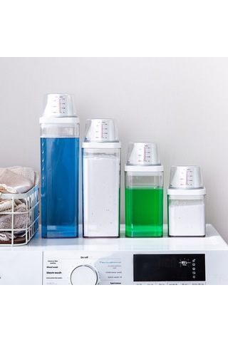 Yifomall Plastik Şeffaf Nem Koruyucu Çamaşır Deterjanı Saklama Kabı, Ölçü Kasesiyle Kapalı Depo Kutusu 700ml Küçük Boy, 72 Adet/kutu Diğer