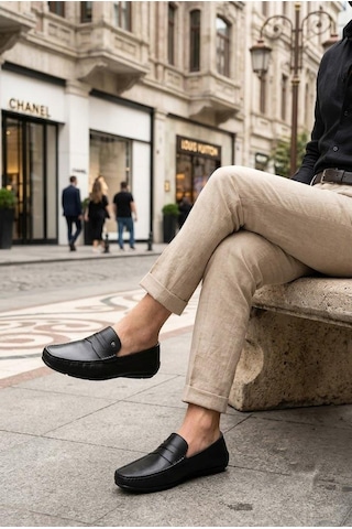 Pierre Cardin 90220 Rahat Esnek Hakiki Deri Erkek Loafer Ayakkabı Siyah