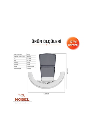 Tivist Lüks Askı, Metal, Vestiyer Askı, 123 Gr, Dolap Askılık, Duvar Askılığı, Krom Füme Vidalı