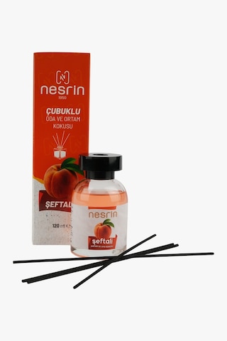 Nesrin 120 Ml Çubuklu Oda Kokusu Şeftali Bambu Koku, Kalıcı Ortam Kokusu Ve Dekoratif Cam Şişe - 8690352728213se
